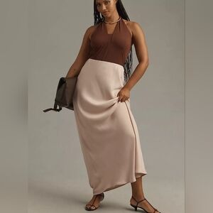 Anthropologie The Tilda Pink Pull On Maxi Slip Skirt